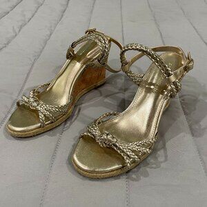 Arturo Chiang Gold Wedge Sandals
